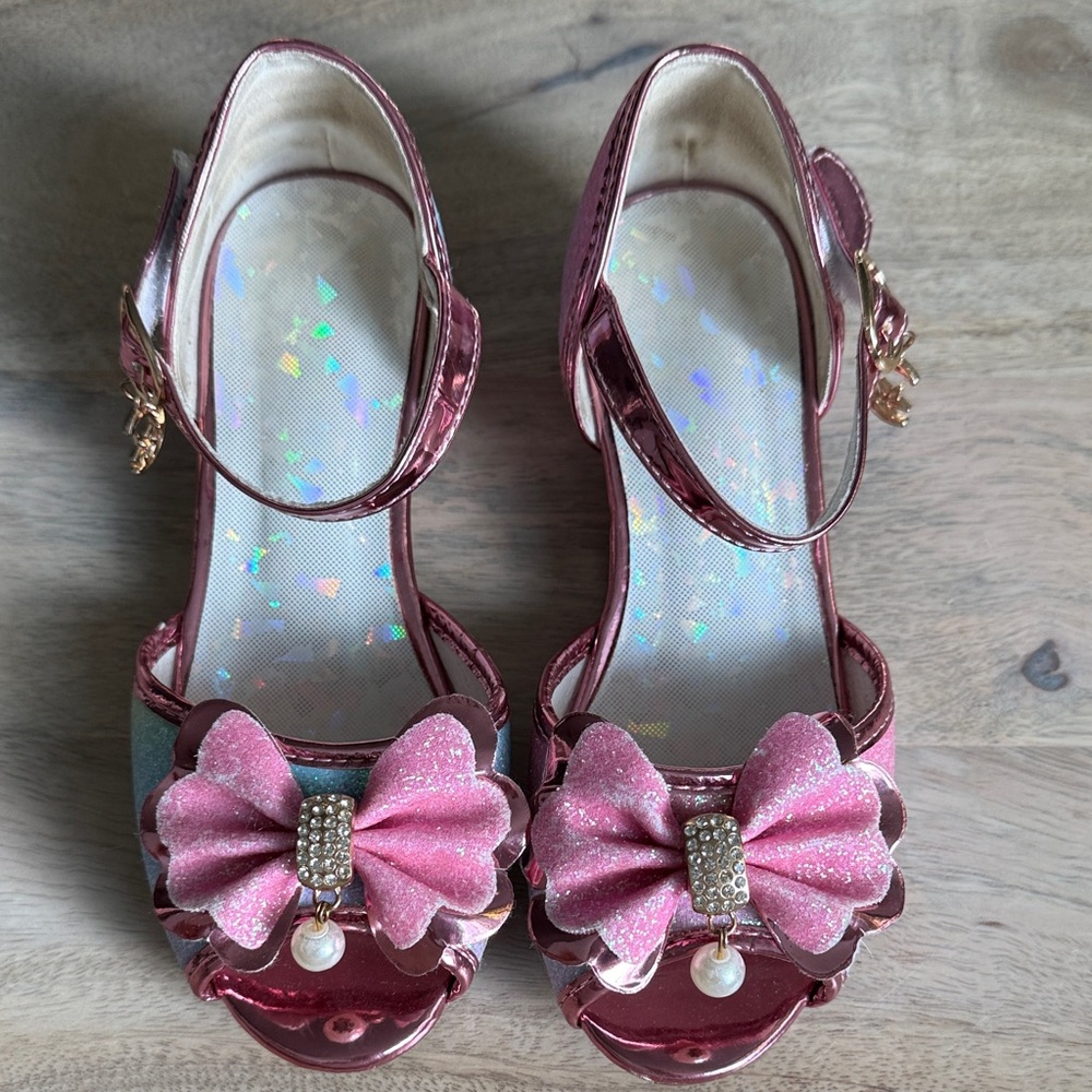 Pink Glitter Bow Dress Sandals